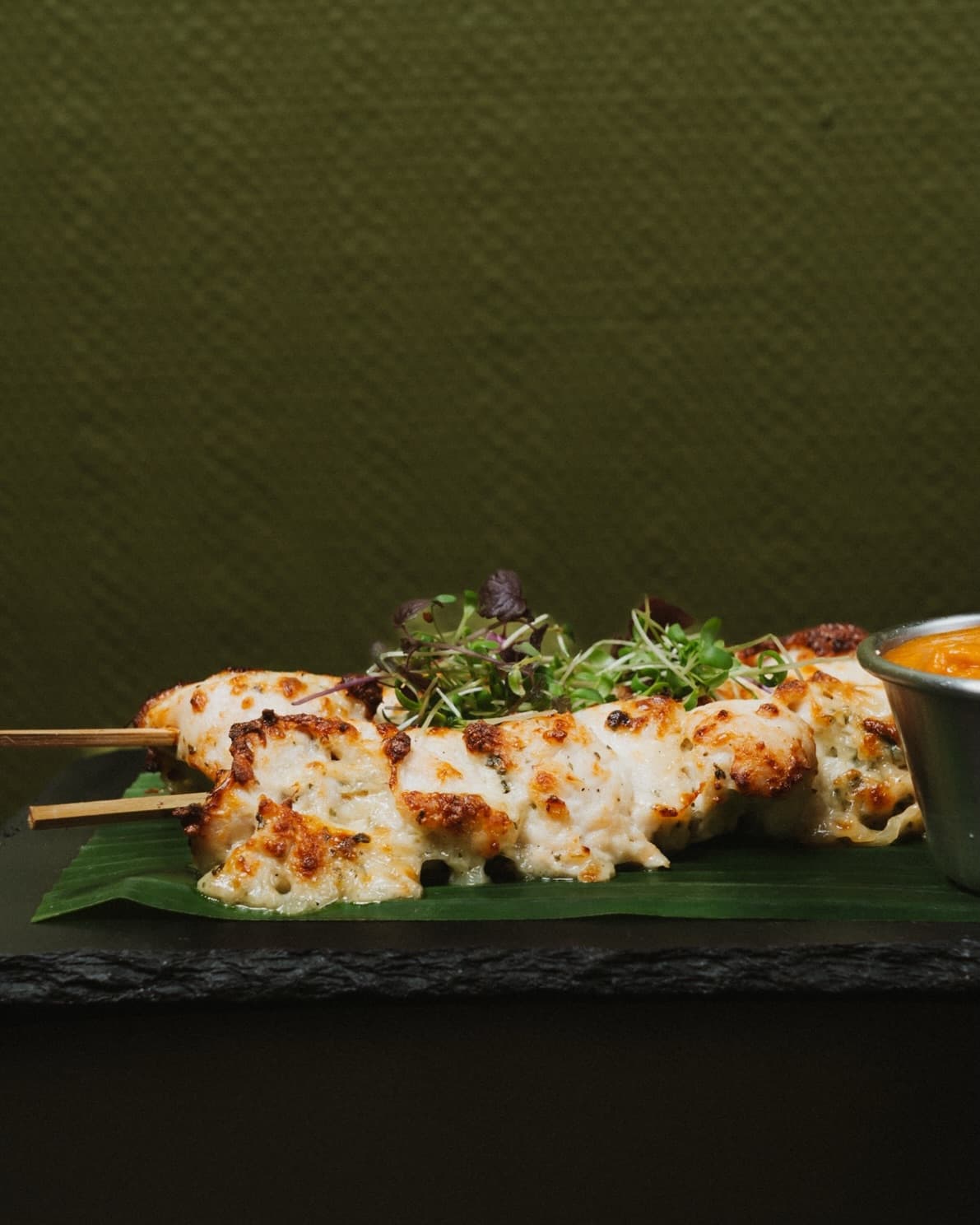 Grilled chicken sekuwa skewers